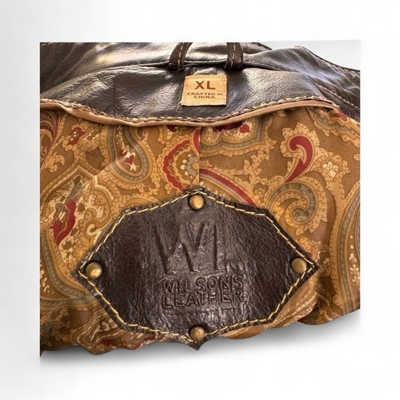Wilsons VTG Maxima Leather Cognac Brown Moto Jacket W/ Contrast Stitching XL 90s - Picture 6 of 15